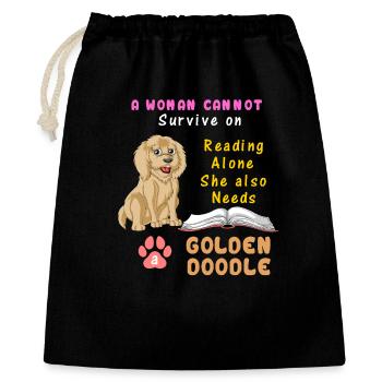 Bücher und Goldendoodle – Hundeliebhaber Frau Design - Geschenkbeutel aus Baumwolle (40 x 50 cm) - Schwarz - Vorne