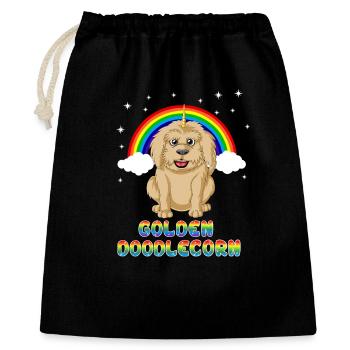 Magisches goldenes Doodle Einhorn Fantasy Hund Design - Geschenkbeutel aus Baumwolle (40 x 50 cm) - Schwarz - Vorne