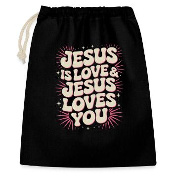Jésus Amour Dire avec des bulles de dialogue - Sac cadeau 40 x 50 cm - noir - Devant