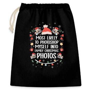 Weihnachtliche Fotografie-Meme-Druck - Geschenkbeutel aus Baumwolle (40 x 50 cm) - Schwarz - Vorne
