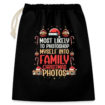 Festive Family Christmas Selfie Message - Gift Bag 40 x 50 cm - black - Front