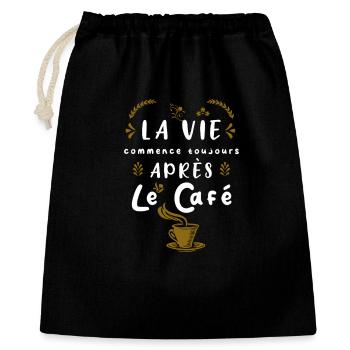 Cadeau Humour Pour Amateur de Café - Sac cadeau 40 x 50 cm - noir - Devant