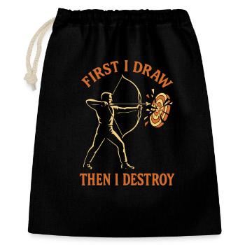 First I pull and then I destroy archery - Gift Bag 40 x 50 cm - black - Front