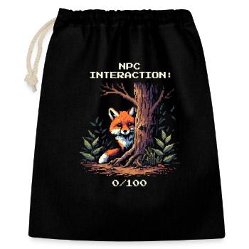 NPC Interaction: 0/100 | Introversion humor - Gift Bag 40 x 50 cm - black - Front