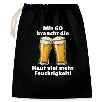 Männer 60. Geburtstag Bier Spruch - Geschenkbeutel aus Baumwolle (40 x 50 cm) - Schwarz - Vorne