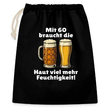 Männer 60. Geburtstag Bier Spruch - Geschenkbeutel aus Baumwolle (40 x 50 cm) - Schwarz - Vorne