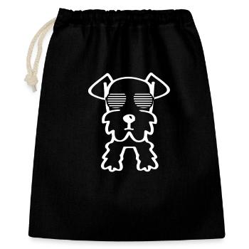 Schnauzer cool avec lunettes de soleil minimaliste - Sac cadeau 40 x 50 cm - noir - Devant