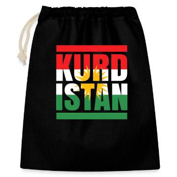 Drapeau du Kurdistan avec motif soleil - Sac cadeau 40 x 50 cm - noir - Devant