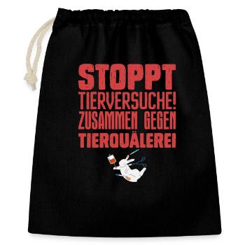 Animal protection STOP ANIMAL TESTING TOGETHER AGAINST - Gift Bag 40 x 50 cm - black - Front