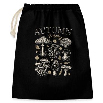 Autumn Vibes  Pilzsammler - Pilze - Spruch - Geschenkbeutel aus Baumwolle (40 x 50 cm) - Schwarz - Vorne