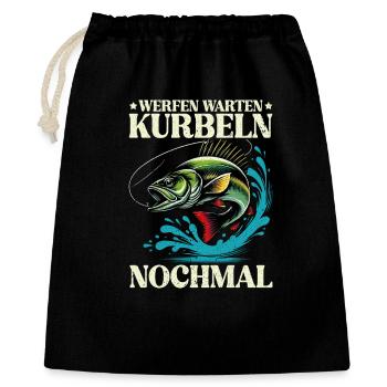 Casting, waiting, cranking, fishing anglers again - Gift Bag 40 x 50 cm - black - Front