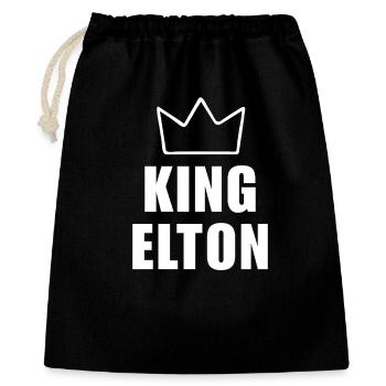 Elton Name mit Buchstabe E - King Crown Shirt - Geschenkbeutel aus Baumwolle (40 x 50 cm) - Schwarz - Vorne