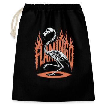 Flamingo Flammen Skelett Halloween - Geschenkbeutel aus Baumwolle (40 x 50 cm) - Schwarz - Vorne