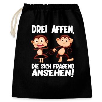 Three monkeys looking at each other questioningly Funny - Gift Bag 40 x 50 cm - black - Front