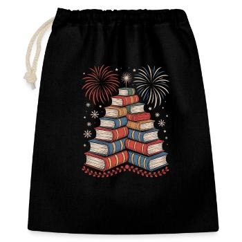  Patriotic Bookworm Bookish Independence Day 4th - Geschenkbeutel aus Baumwolle (40 x 50 cm) - Schwarz - Vorne