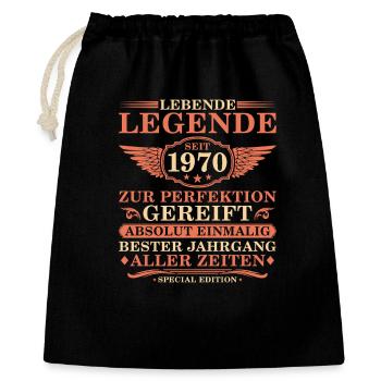 55. Geburtstag Vintage Jahrgang 1970 - Geschenkbeutel aus Baumwolle (40 x 50 cm) - Schwarz - Vorne