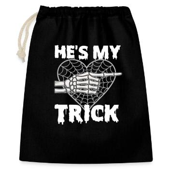 Er ist mein Trick lustiges Halloween-Paar - Geschenkbeutel aus Baumwolle (40 x 50 cm) - Schwarz - Vorne