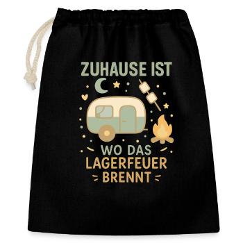 Zuhause Ist Wo Das Lagerfeuer Brennt Camper - Geschenkbeutel aus Baumwolle (40 x 50 cm) - Schwarz - Vorne
