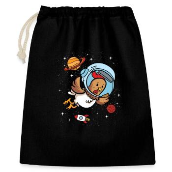Huhn Hühner Galaxie Universum Astronaut  - Geschenkbeutel aus Baumwolle (40 x 50 cm) - Schwarz - Vorne