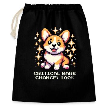 Kritische Bell-Chance: 100% | Corgi Humor - Geschenkbeutel aus Baumwolle (40 x 50 cm) - Schwarz - Vorne