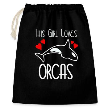 This Girl Loves Orcas - Geschenkbeutel aus Baumwolle (40 x 50 cm) - Schwarz - Vorne