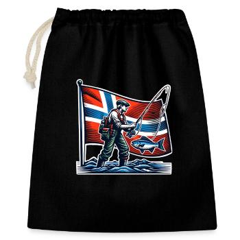Norway Angler Fishing - Sac cadeau 40 x 50 cm - noir - Devant