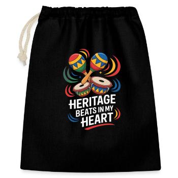 Heritage Beats In My Heart Latin Percussion Kultur - Geschenkbeutel aus Baumwolle (40 x 50 cm) - Schwarz - Vorne