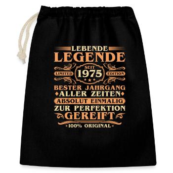 50. Geburtstag geboren 1975 Jahrgang - Geschenkbeutel aus Baumwolle (40 x 50 cm) - Schwarz - Vorne