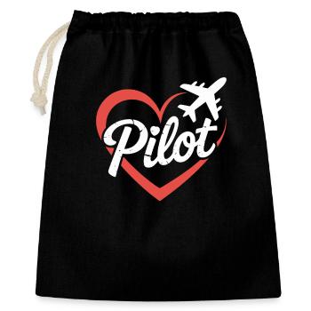 Heart and Airplane Pilot Design - Gift Bag 40 x 50 cm - black - Front