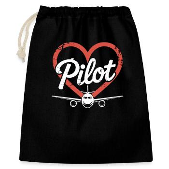 Pilote d’avion Heart - Sac cadeau 40 x 50 cm - noir - Devant