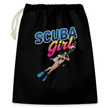 Scuba Girl Tauch-Design - Geschenkbeutel aus Baumwolle (40 x 50 cm) - Schwarz - Vorne