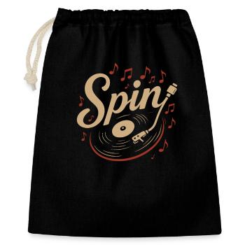 Faites tourner des disques vinyles pour les amateurs de musique, ambiance rétro - Sac cadeau 40 x 50 cm - noir - Devant