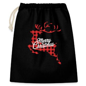 Buffalo Karo Rentier Merry Christmas Shirt - Geschenkbeutel aus Baumwolle (40 x 50 cm) - Schwarz - Vorne