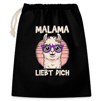 Bald Mama MALAMA LIEBT DICH Lustiges - Geschenkbeutel aus Baumwolle (40 x 50 cm) - Schwarz - Vorne