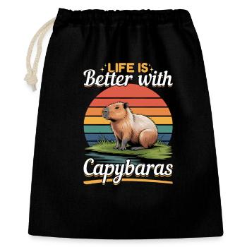 Funny aesthetic Kawaii Capybara - Gift Bag 40 x 50 cm - black - Front