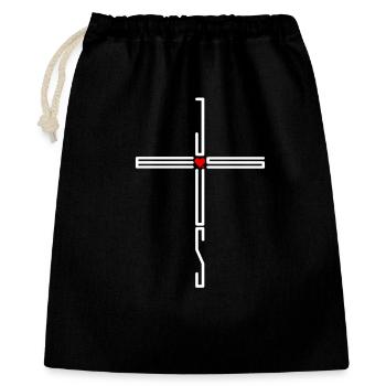 Jesus Kreuz Herz Liebe Gläubige Geschenk - Geschenkbeutel aus Baumwolle (40 x 50 cm) - Schwarz - Vorne