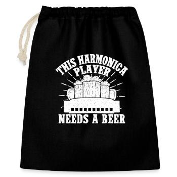 Harmonica Musican Needs A Beer Harmonica - Geschenkbeutel aus Baumwolle (40 x 50 cm) - Schwarz - Vorne