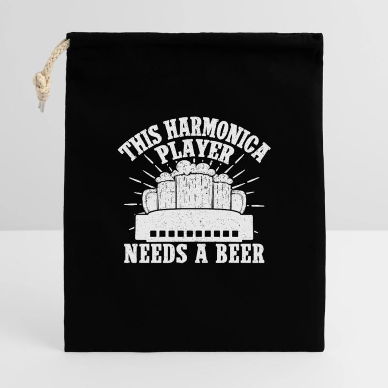 Harmonica Musican Needs A Beer Harmonica Geschenkbeutel aus Baumwolle (40 x 50 cm)