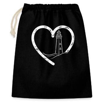 Phare au bord de la mer - Sac cadeau 40 x 50 cm - noir - Devant