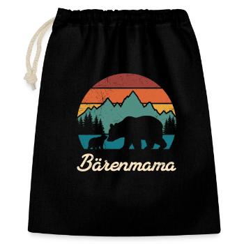 Werdende Mutter BÄRENMAMA Bald Mama Lustiges - Geschenkbeutel aus Baumwolle (40 x 50 cm) - Schwarz - Vorne