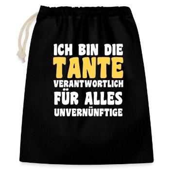 Familienmotiv Tante - Geschenkbeutel aus Baumwolle (40 x 50 cm) - Schwarz - Vorne