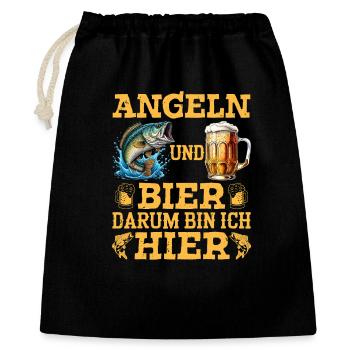 Futur papa PÊCHE ET BIÈRE C'EST POURQUOI JE SUIS ICI - Sac cadeau 40 x 50 cm - noir - Devant