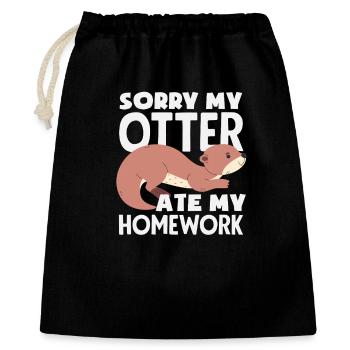 Sea Otter Cartoon Homework - Gift Bag 40 x 50 cm - black - Front