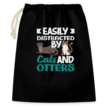 Sea Otter Cartoon Cats - Gift Bag 40 x 50 cm - black - Front