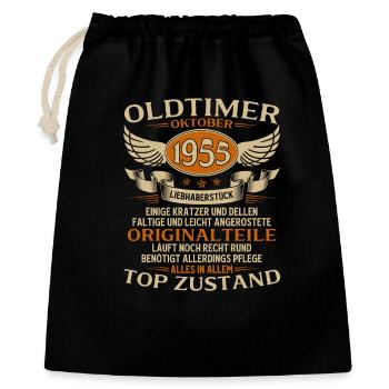 70. Geburtstag Geschenk Oldtimer Oktober 1955 - Geschenkbeutel aus Baumwolle (40 x 50 cm) - Schwarz - Vorne