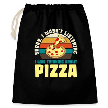 Pizza Träumer Retro Motiv - Geschenkbeutel aus Baumwolle (40 x 50 cm) - Schwarz - Vorne