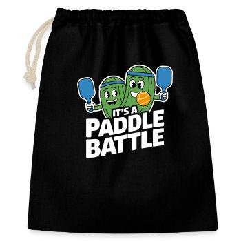Paddleball Pickleball Geschenk Paddle Battle - Geschenkbeutel aus Baumwolle (40 x 50 cm) - Schwarz - Vorne