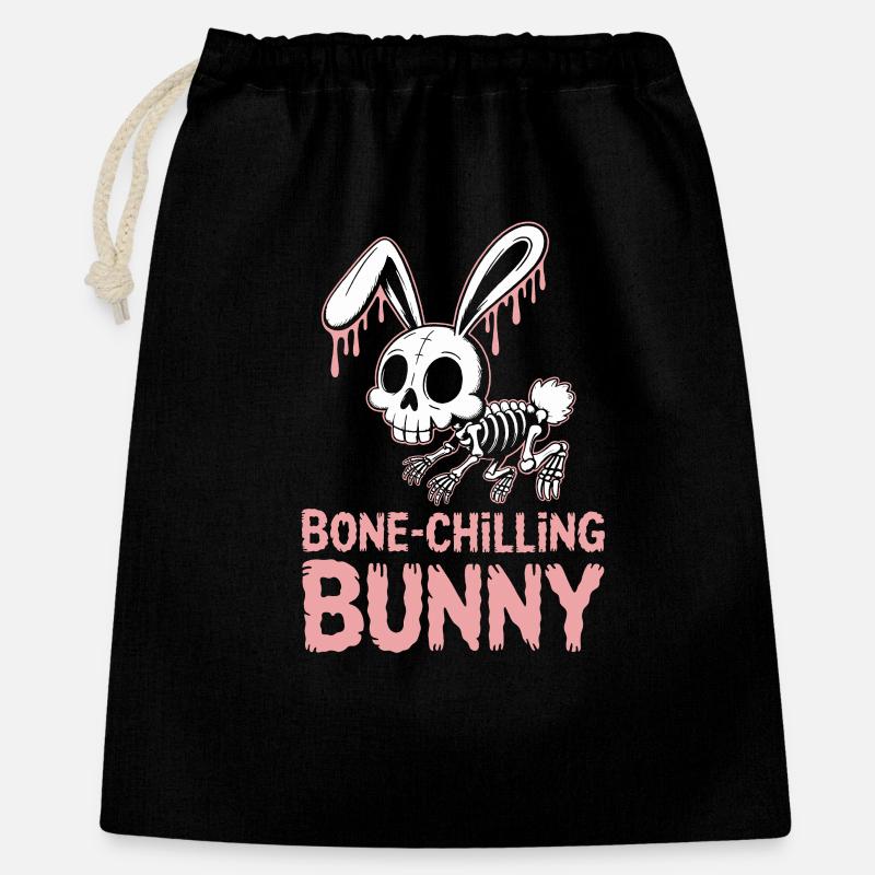 Lapin à glacer les os Halloween - Sac cadeau 40 x 50 cm - noir