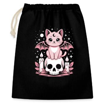 Chat Goth Pastel Kawaii - Sac cadeau 40 x 50 cm - noir - Devant