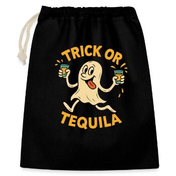 Trick Or Tequila Lustiger Halloween-Spruch - Geschenkbeutel aus Baumwolle (40 x 50 cm) - Schwarz - Vorne